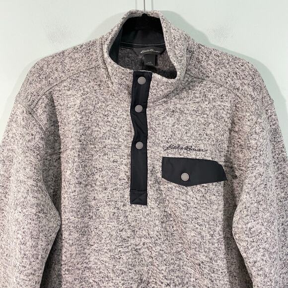 Eddie Bauer Men's Heather Grey Quarter Snap Up Fleece Sweater Size L - Picture 2 of 10